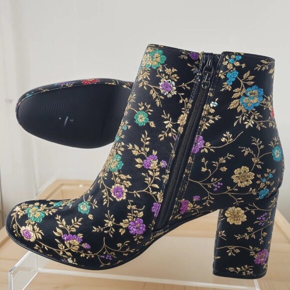 Diba Ankle Floral Satin Sequin Zip-Up Women’s Boots (Size: 6½ Medium) - Picture 1 of 13